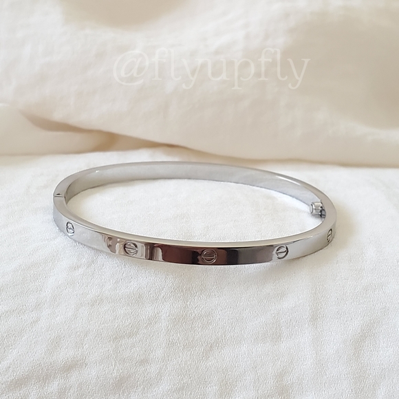 Bracelet 18k White Gold Filled Model Version Screw Bangle Slim - Picture 4 of 12